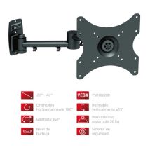 Verstellbare Wandhalterung für Flachbildschirme 17''-37'' (43-93 cm) – Tragfähigkeit 20 kg – VESA 75/100/200 – 360° drehbar