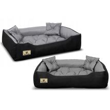 Wasserdichtes Hundebett 145x115 cm in Dunkelgrau – Antiallergisch, Pflegeleicht, 100% Polyester – Mit 2 kleinen Kissen