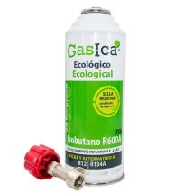 Pack Gasica D2 226g. Gas Refrigerante Orgánico Ecológico Sustituto Del R12 Y R134a Más Llave De Paso Para Recarga De Gas