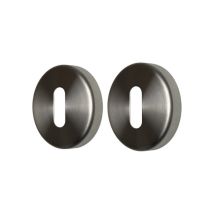 Ouvre&déco – 2 Rosaces De Poignée De Porte Rondes Lisse Axia Entrée De Clé, Inox Gris