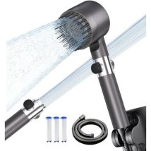 High-pressure Anti-limescale Shower Head, Shower Head With Water-saving Filter, 3+1 Spray Patterns, Bathroom Shower Head With Water Stop Button, 1.5m 
