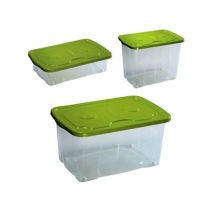 Contenedor rígido de polipropileno con tapa – 59 x 39 x 30 cm – Ideal para almacenamiento y organización – Apilable y con ruedas