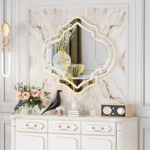 Luvodi - Espejos De Pared Irregular Decorativos: Espejo Biselado De Marco Dorado De Decoración Elegante Para Entrada Recibidor Pasillo Salón Comedor 