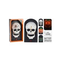 Halloween Türklingel – Skelett, Kürbis, Hexe – 21 cm hoch, 12 cm breit – Batteriebetrieben