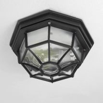 Outdoor Plafoniera Lampada Milano Vetro Metallo Nero B: 26cm H: 26cm Ip43