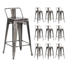 Pack 10 Taburetes Altos Industriales Apilables De Acero 41x41x85cm Thinia Home