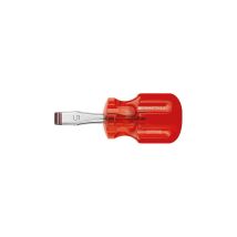 PB Swiss Tools Destornillador Stubby 4x0.6x30 mm Acero para muelles – Protección antivuelco – Mango de acetato de celulosa