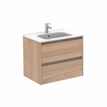 Royo - Conjunto Mueble De Baño De 2 Cajones Compacto Sansa Color: Nogal Arenado - Opciones: Mueble + Lavabo - Medidas: 70 Cm