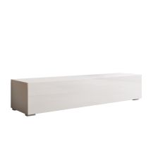 Muebles Bonitos - Lowboard Mit Füßen 2 Cm Tv-schrank Mit Led Wohnzimmermöbel 1 Falltür Modell Nora H2 160x32x40cm Weiss