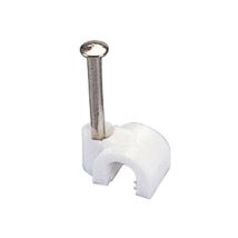Sujetacables Poly Pool – 50 piezas – Acero niquelado – Blanco – Diámetro máximo 5 mm
