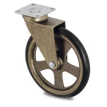 Rueda Giratoria Camarena Aro De Goma D105 Plástico Bronce Max.30kg. Placa 50x50. H123.