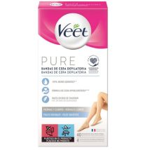 Bandas De Cera Depilatoria Veet Pure Para Piel Sensible, 40 Unidades.