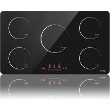 Iseasy Placa De Inducción 5 Zonas 8600w 90cm Control Táctil,temporizador,empotrado-5 Fuegos Negra