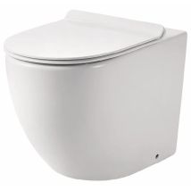 Freistehende Wandbündige Vase 37x53 Cm Aus Glänzender Weißer Keramik - Art Ceram File - Mit Toilettensitze Soft - Accessorio: Senza Copri Wc
