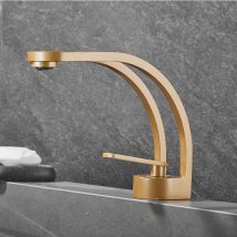 Modern Creative Design Bathroom Faucet, Black Sink Faucet, Bathroom Mixer Tap Single Hole Sink Faucet, Brass (gold)