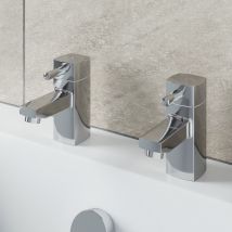 Architeckt - Hot & Cold Bathroom Bath Taps Modern Chrome Twin Pair Brass Square Lever Handles