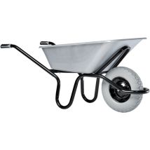 Carretilla de jardín 120L – Acero galvanizado – Rueda D 400 mm – Asas blandas – Diseño ergonómico