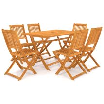 Juego De Comedor De Jardín Plegable 7 Piezas Madera Maciza De Acacia