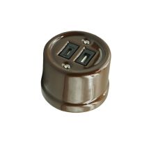 Presa Usb Da Superficie, Porcellana Marrone, Tipo A + Tipo C, 10 A