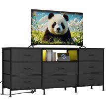 Meuble Tv Industriel 160 Cm En Acier – 8 Tiroirs, Rangement Pour Salon/chambre, Idéal Pour Grands Écrans, Gris Foncé