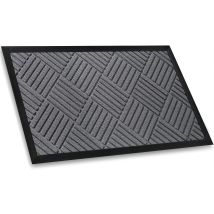 Felpudo Para Interior Y Exterior, 45 X 75 Cm, Gris, Antideslizante, Con Reverso De Caucho Natural.