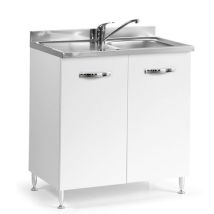 Azur Line - Sottolavello Cucina Componibile Con Ante 80 Cm Bianco