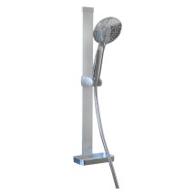 Barra de Ducha Linea 5 Jets – Ducha de mano ABS cromada – Flexible acero inoxidable 150 cm – Barra corredera aluminio 60 cm – Jabón