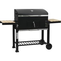 Barbecue A Carbonella "marquis" Con Ripiani Laterali E Griglie Regolabili - Nero