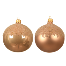Kaemingk Bv - Bola De Navidad Oro Rosa Surtido Con Parte Superior Recubierta De Purpurina Ø8 Cm