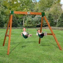 Backyard Discovery Durango Cedar Wood A-frame Swing Set With Two Belt Swings And Pinch-free Ropes