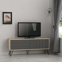 Picadilly Modern Tv Stand Multimedia Centre Tv Unit With Storage Cabinet 139cm - Oak / Anthracite Grey - Anthracite Grey - Decortie