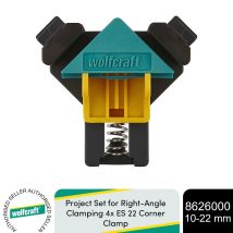 Wolfcraft Project Set For Right-angle Clamping 4x Es 22 Corner Clamp, 10-22 Mm