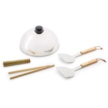 Juego de parrilla Barbecook – 5 piezas – Acero inoxidable, madera, vidrio – Dimensiones tapa: 30 x 16,5 cm