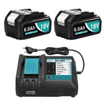 Dc18rf Schnellladegerät Mit Usb-anschluss + 2× 6.0ah 18v Akku, Kompatibel Mit Makita Lxt Werkzeugen, Ersatz Für Bl1860b/bl1850b, Led-anzeige & 