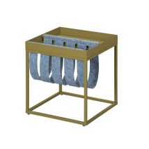 M&S – Tavolino in metallo verniciato con portariviste in lana cotta – 35x35x40 cm – Grigio