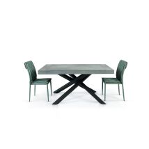 Fashion Commerce - Konte.design Tavolo Trastevere In Legno, Grigio Beton-antracite, Gambe Incrociate In Metallo Nero, 180 X 100-280 X 100 Cm