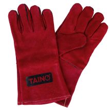 Gants Pour Barbecue Cuir Résistant À La Chaleur Avec Doigts Taille Universelle Rouge - Taino