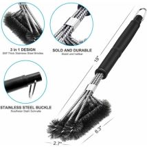 Brosse À Gril, Brosse De Nettoyage De Gril 3 En 1, Manche Long, Poils En Acier Inoxydable, Nettoie Tous Les Grils Rapidement Et Efficacement
