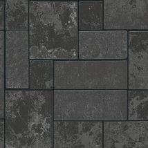 A.s.creations - Black Glitter Brick Slate Stone Wallpaper Tile Kitchen & Bathroom Textured Vinyl