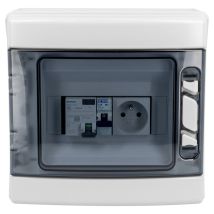 Batilec – Tableau Électrique Pré-équipé 8 Modules Ip65 – Coffret Étanche Avec Interrupteur Différentiel 40a Type Ac Et Disjoncteur 16a – Utilisation 