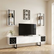 Ensemble De Meubles Télévisés Black Blanc Black Mélamine