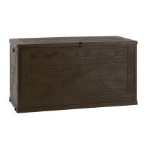 Toomax Multibox Wood Baule Da 420l Multiuso 120x56x63h Cm Portaoggetti Da Giardino, Finitura Effetto Legno, Colore Grigio Marrone, Resistente Ai Raggi