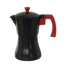 Cafetera de aluminio negra – 3 tazas – Compatible con inducción, gas, eléctrica y vitrocerámica – Válvula de seguridad