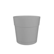 Vaso Per Fiori E Piante Rotondo Capri Large - Plastica - Serbatoio D'Acqua - Diametro 40 Cm - Grigio Chiaro Artevasi