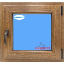 Finestra In Pvc L600 Mm X H600 Mm Rovere Dorato, Oscillo-battente Apertura Destra Vetro Satinato