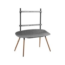 Supporto Da Pavimento Per Tv Easel Studio Con Ripiano Per Schermi Piatti 55" - 70" (140 - 178 Cm), Carico Fino A 40 Kg, Colore: Nero / Noce Scuro