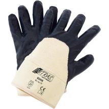Guante de nitrilo 03430 – Protección EN 388:2016 – Azul-blanco – Diseño grueso – Puño de lona