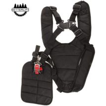 Tigrezy - Double Shoulder Strap Harness Padded Safety Button Straps For Brush Cutter Lawn Mower And Trimmer Padded Shoulder Safety Button Black