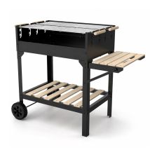 Barbecue A Carbone Con Griglia Regolabile In Altezza Ripiano Laterale E Inferiore Struttura In Acciaio Con Ruote Per Grigliate In Giardino Terrazza E 