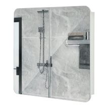 Meerveil Bagno Specchio Cabinet, Legno Ingegnerizzato, Rotondo E Bianco, 68 X 13 X 66 Cm